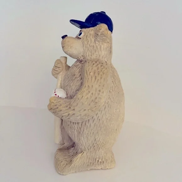 Yankees Baseball Bear Sculpture Statue Ball and Bat Bear Heavy Paper Weight - Picture 6 of 14